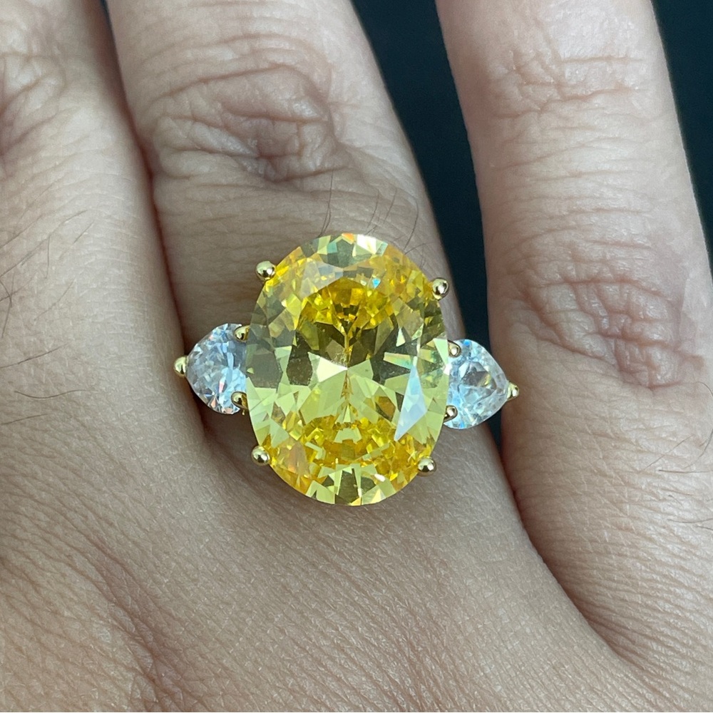 Citrine Cubic Zirconia Sterling Silver Ring Size 7